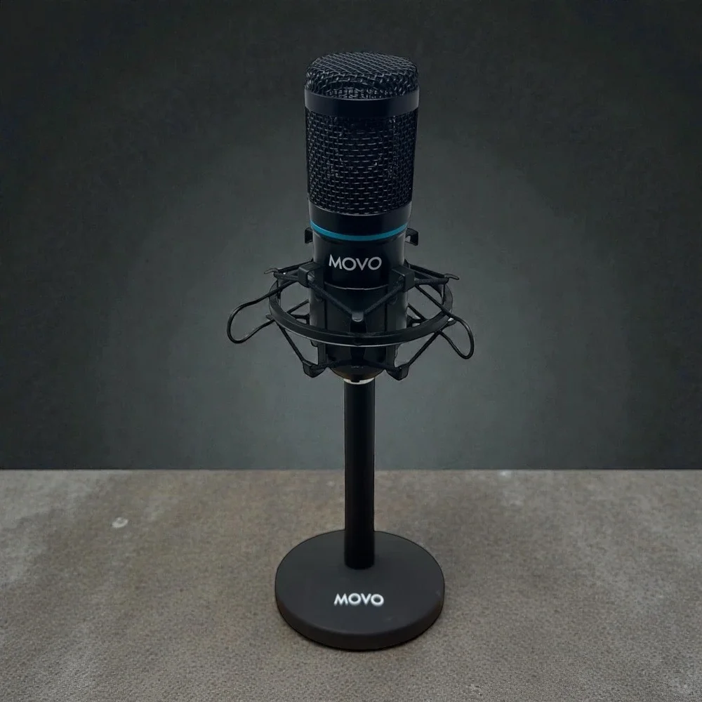 Movo Professional Condenser Microphone with Shock Mount and Desktop Stand Studio